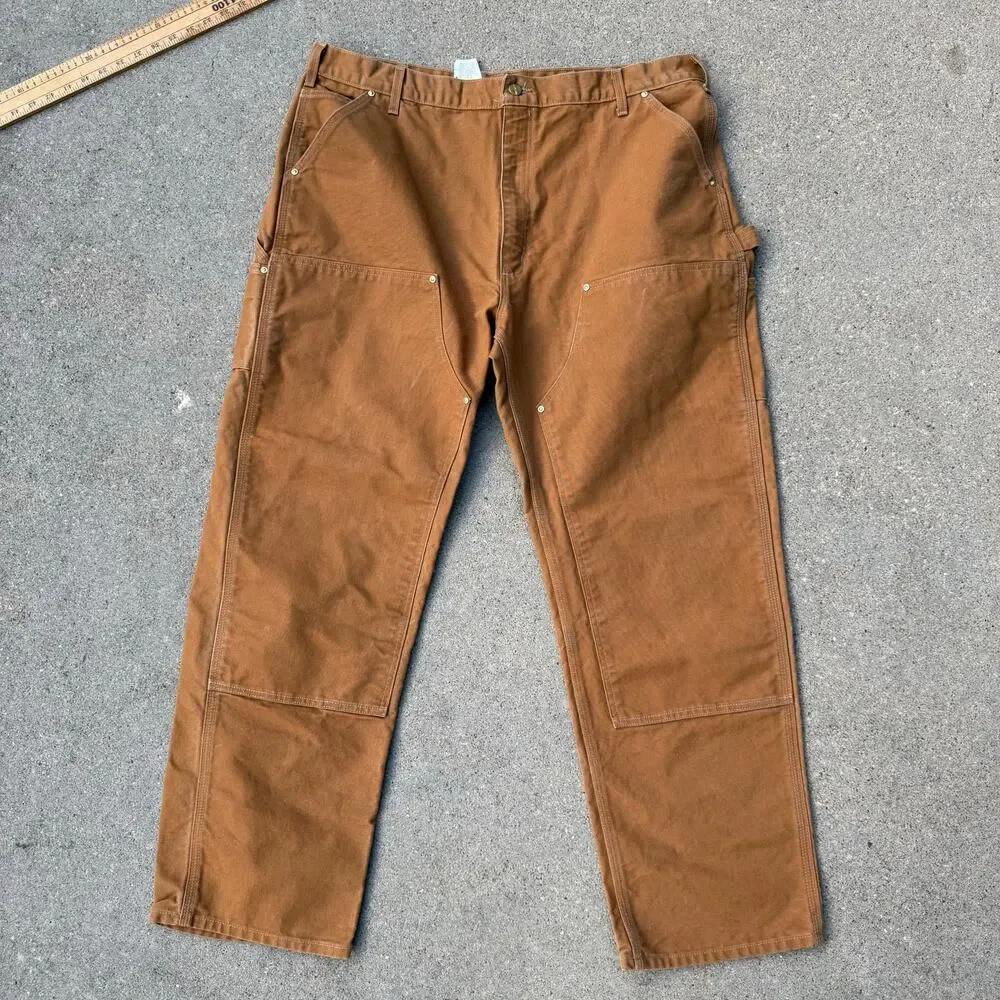 Carhartt Double Knee Loose Original Fit B01 BRN 42x32 Brown Tan Duck USA
